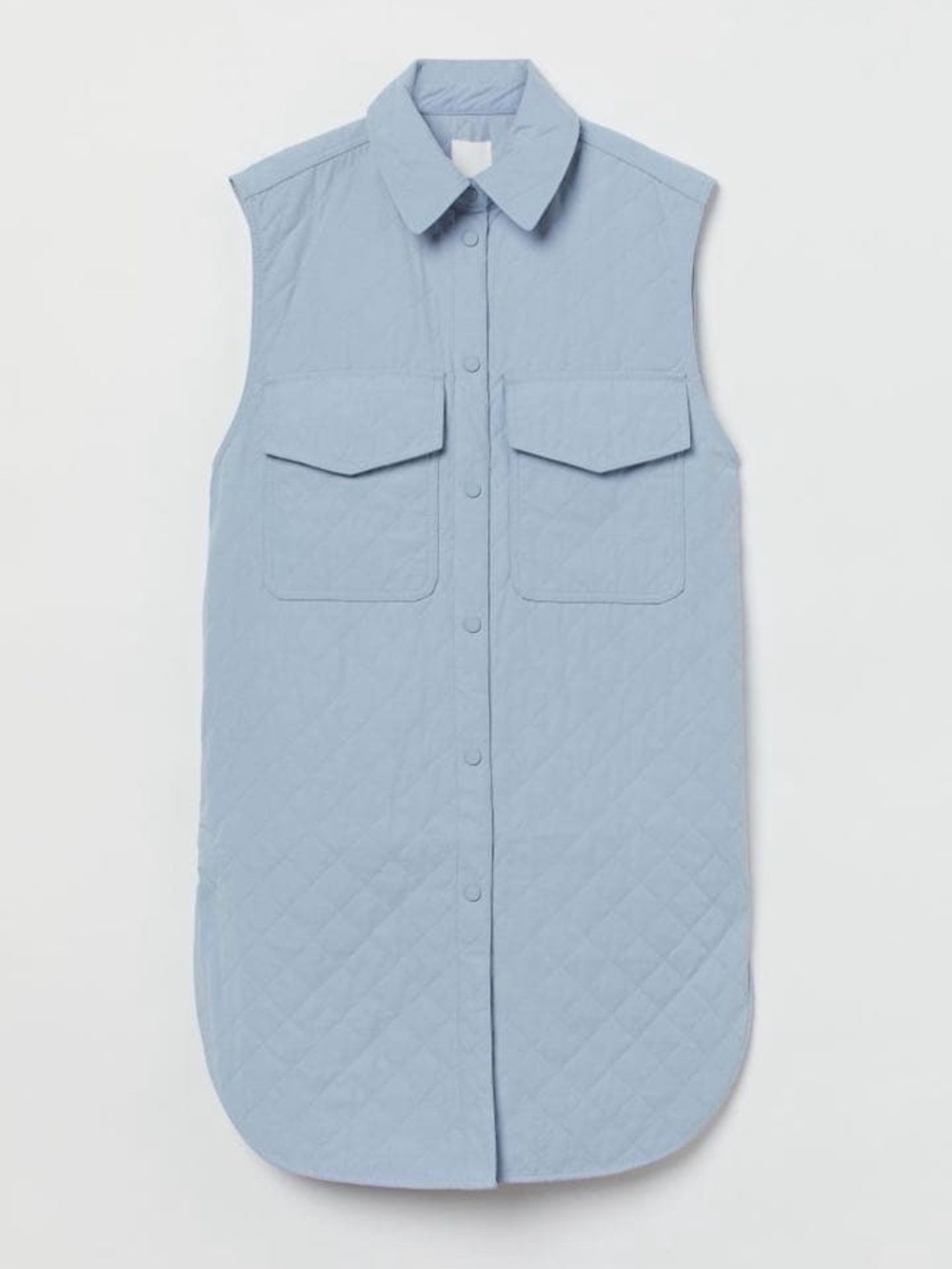 H&M Women’s Long Quilted Vest in Baby Blue